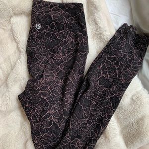Lululemon Align Pant 28” Black With Pink Flowers